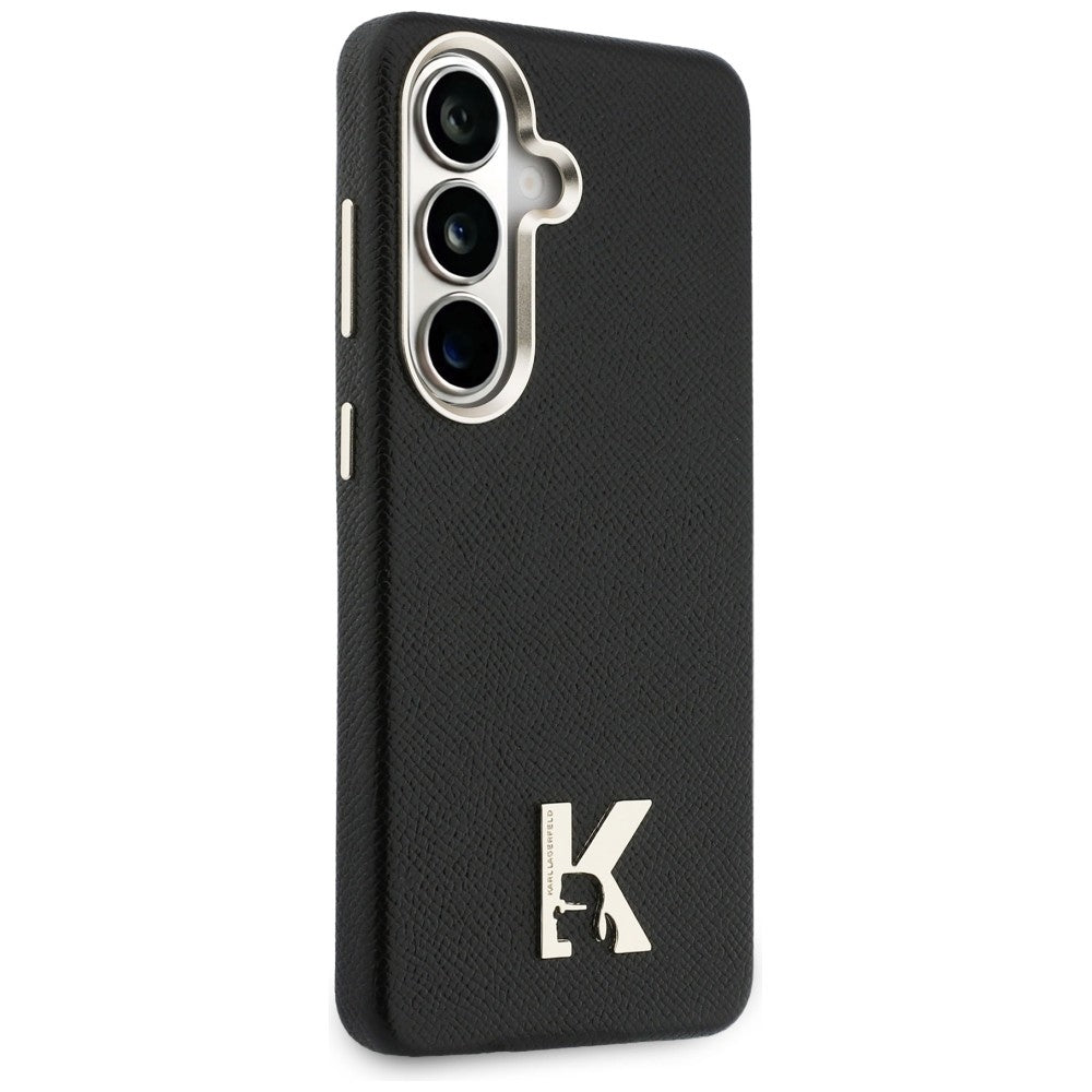 Husa de protectie Karl Lagerfeld Wrapped Grained Leather with K Head Logo MagSafe (KLHMS26S5PGFKHGK) compatibil cu Samsung Galaxy S26, Negru