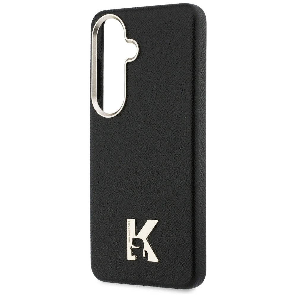 Husa de protectie Karl Lagerfeld Wrapped Grained Leather with K Head Logo MagSafe (KLHMS26S5PGFKHGK) compatibil cu Samsung Galaxy S26, Negru