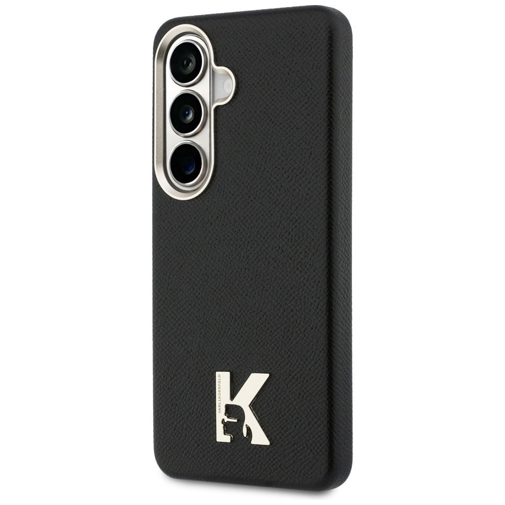 Husa de protectie Karl Lagerfeld Wrapped Grained Leather with K Head Logo MagSafe (KLHMS26S5PGFKHGK) compatibil cu Samsung Galaxy S26, Negru
