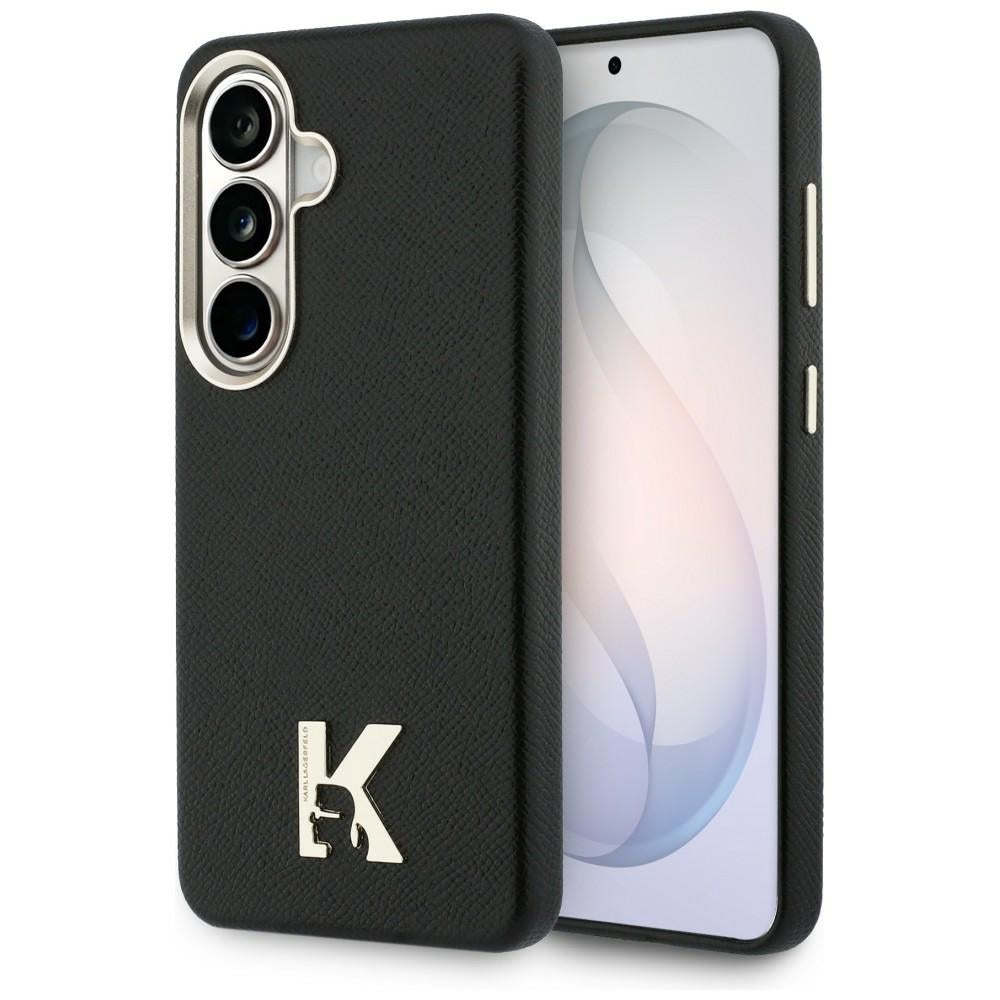 Husa de protectie Karl Lagerfeld Wrapped Grained Leather with K Head Logo MagSafe (KLHMS26S5PGFKHGK) compatibil cu Samsung Galaxy S26, Negru
