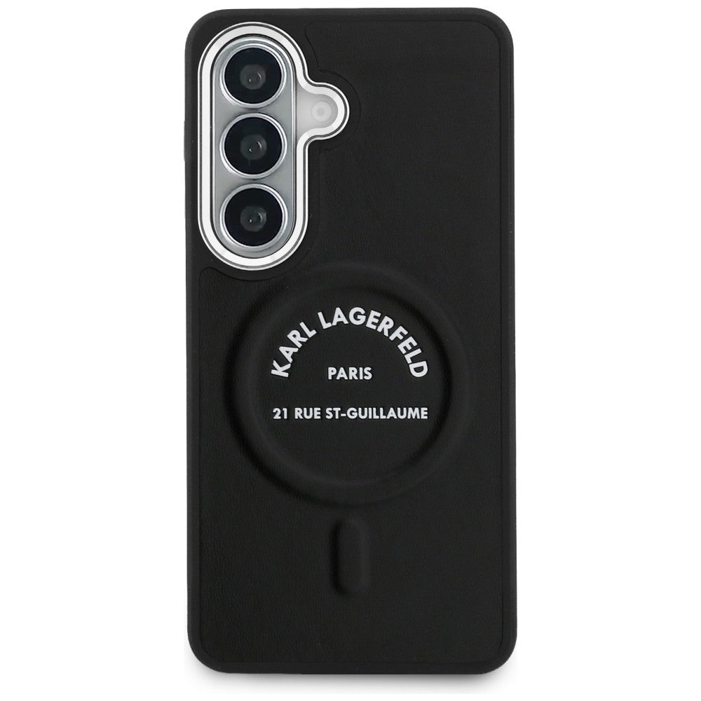 Husa de protectie Karl Lagerfeld Wrapped Leather with Karl RSG Logo MagSafe (KLHMS26SPSKRSGEK) compatibil cu Samsung Galaxy S26, Negru