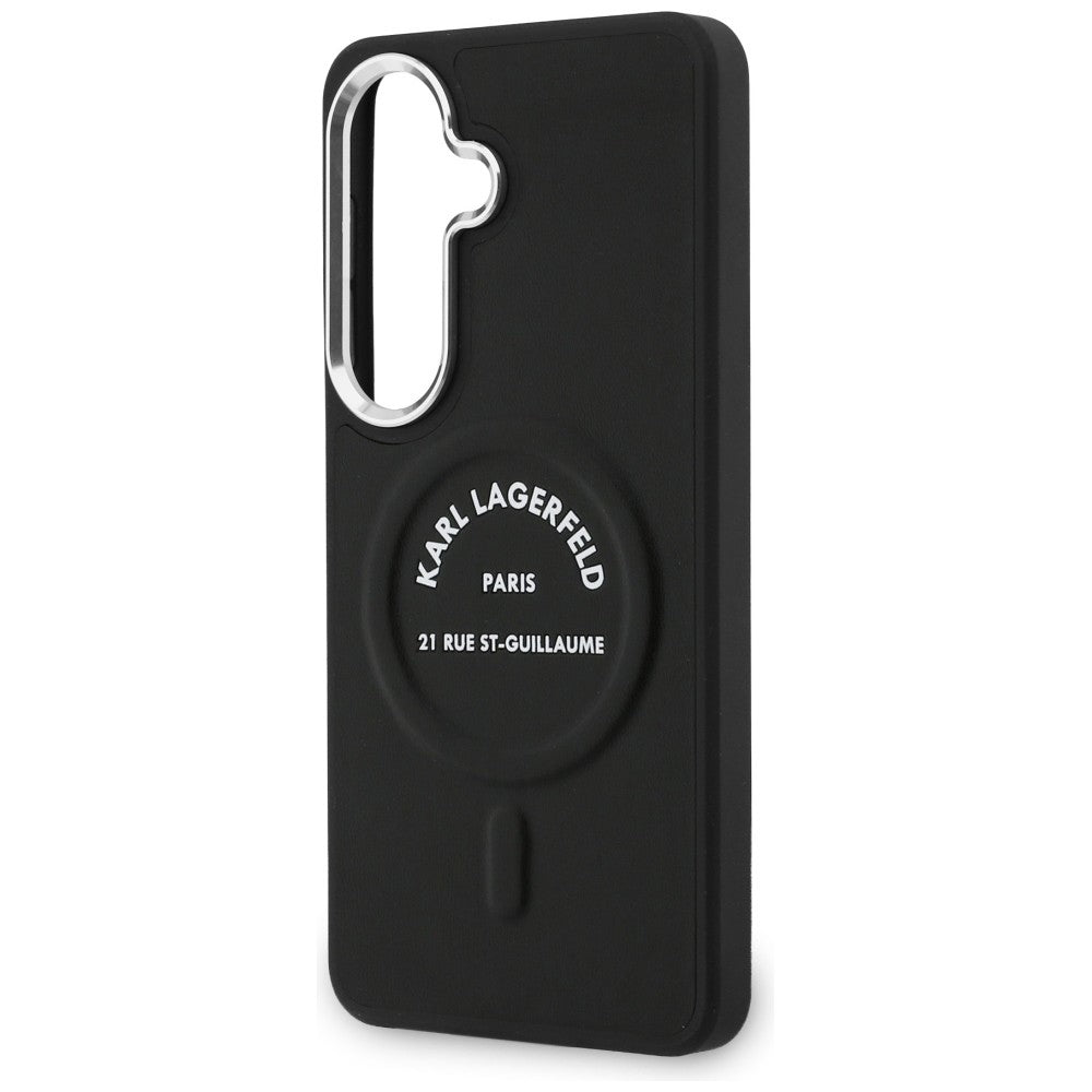 Husa de protectie Karl Lagerfeld Wrapped Leather with Karl RSG Logo MagSafe (KLHMS26SPSKRSGEK) compatibil cu Samsung Galaxy S26, Negru