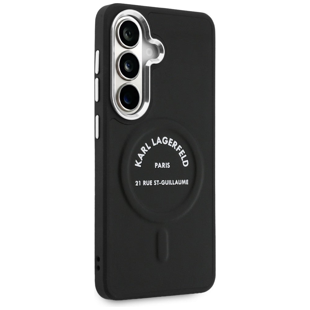 Husa de protectie Karl Lagerfeld Wrapped Leather with Karl RSG Logo MagSafe (KLHMS26SPSKRSGEK) compatibil cu Samsung Galaxy S26, Negru