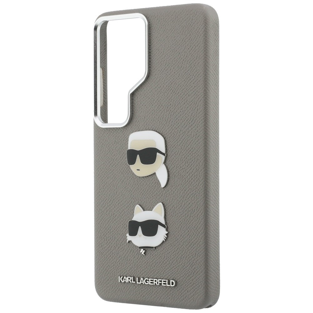 Husa de protectie Karl Lagerfeld Wrapped Leather Saffiano with with K&C Head Pin (KLHCS26LPSFDHPOG) compatibil cu Samsung Galaxy S26 Ultra, Gri