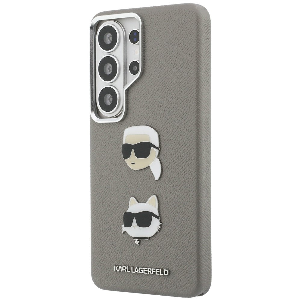 Husa de protectie Karl Lagerfeld Wrapped Leather Saffiano with with K&C Head Pin (KLHCS26LPSFDHPOG) compatibil cu Samsung Galaxy S26 Ultra, Gri