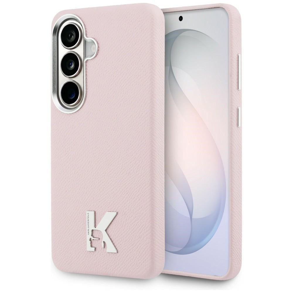 Husa de protectie Karl Lagerfeld Wrapped Grained Leather with K Head Logo MagSafe (KLHMS26S5PGFKHGP) compatibil cu Samsung Galaxy S26, Roz