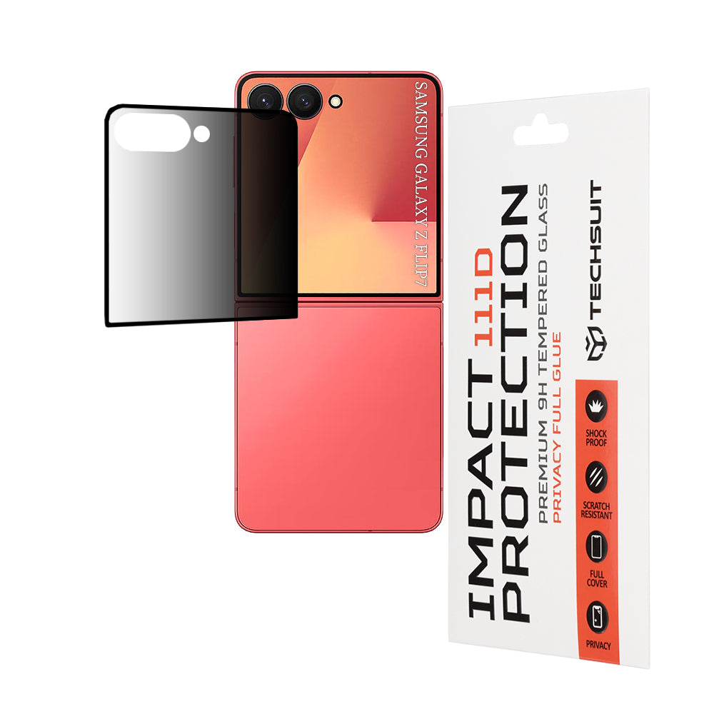 Folie de protectie Techsuit 111D Privacy Full Glue compatibil cu Samsung Galaxy Z Flip7, Negru