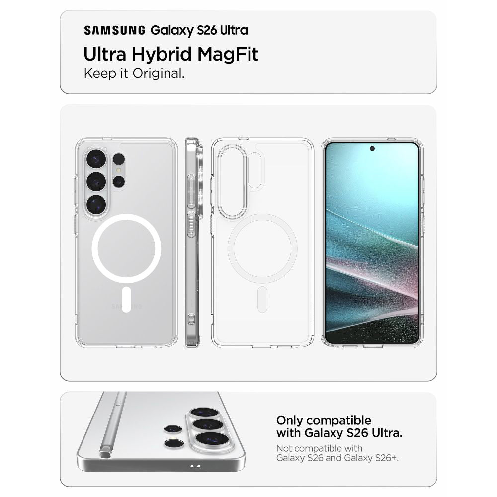 Husa de protectie Spigen Ultra Hybrid MagSafe (ACS10679) compatibil cu Samsung Galaxy S26 Ultra, Transparent White