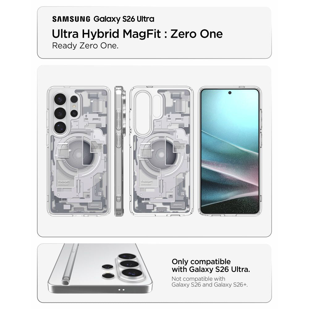Husa de protectie Spigen Ultra Hybrid MagSafe (ACS10683) compatibil cu Samsung Galaxy S26 Ultra, Zero One White