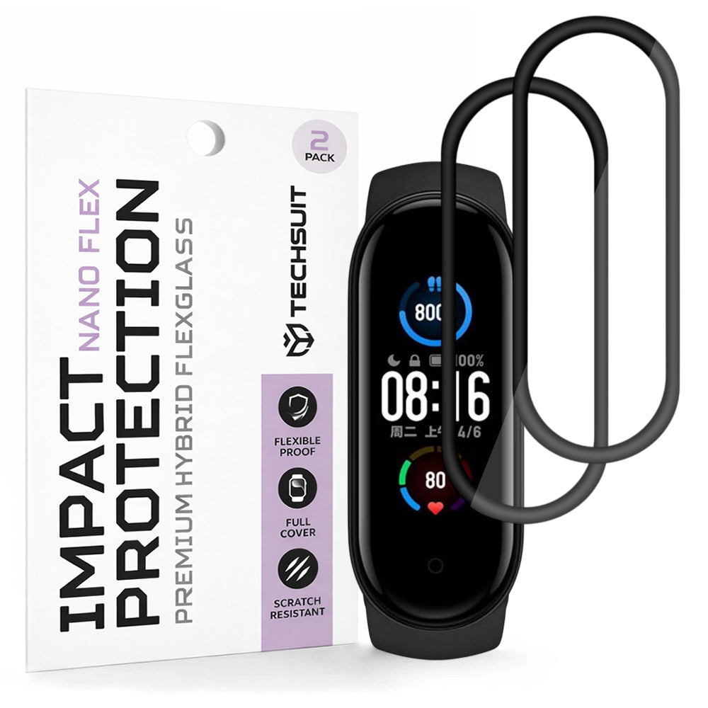 Accesoriu smartwatch Techsuit Nano Flex (set de 2) compatibil cu Xiaomi Mi Band 5 / 6 / 6 NFC, Negru