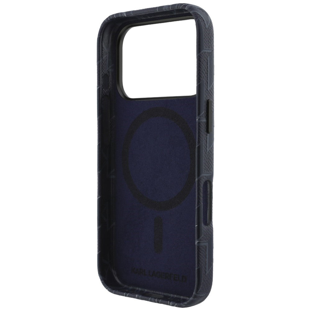 Husa de protectie Karl Lagerfeld Leather KL Monogram Logo MagSafe (KLHMP17X5PGKLMCB) compatibil cu iPhone 17 Pro Max, Albastru
