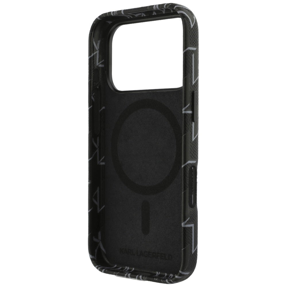 Husa de protectie Karl Lagerfeld Leather KL Monogram Logo MagSafe (KLHMP17L5PGKLMCK) compatibil cu iPhone 17 Pro, Negru