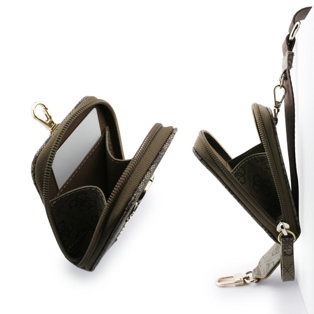 Suport Guess Universal Strap 4G Metal Logo (GUUCNKP4DGMW), with Small Purse for Accesories, Adjustable, Eco Leather, Maro