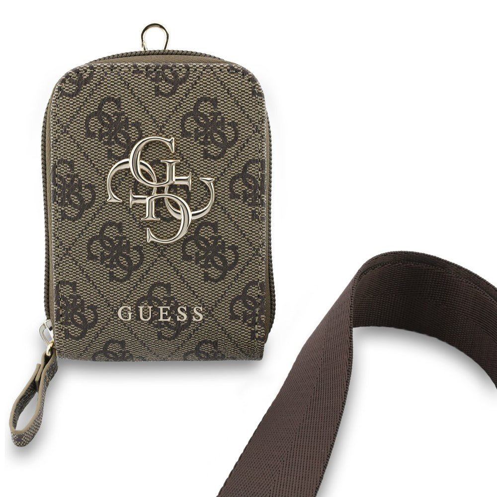 Suport Guess Universal Strap 4G Metal Logo (GUUCNKP4DGMW), with Small Purse for Accesories, Adjustable, Eco Leather, Maro