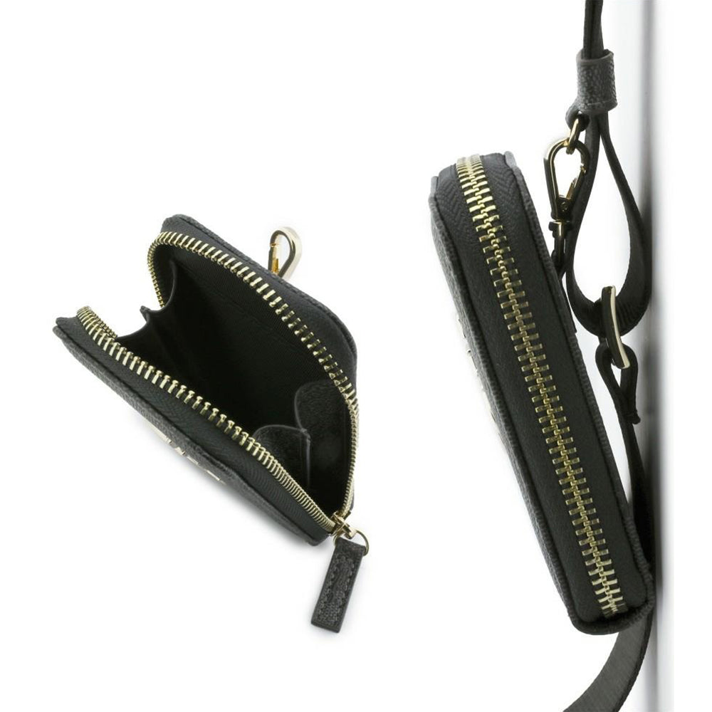 Suport Guess Universal Strap 4G Metal Logo (GUUCNKP4DGMK), with Small Purse for Accesories, Adjustable, Eco Leather, Negru