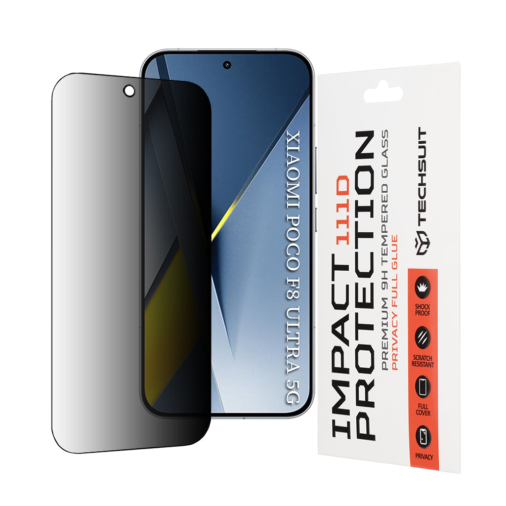 Folie de protectie Techsuit 111D Privacy Full Glue compatibil cu Xiaomi Poco F8 Ultra, Negru
