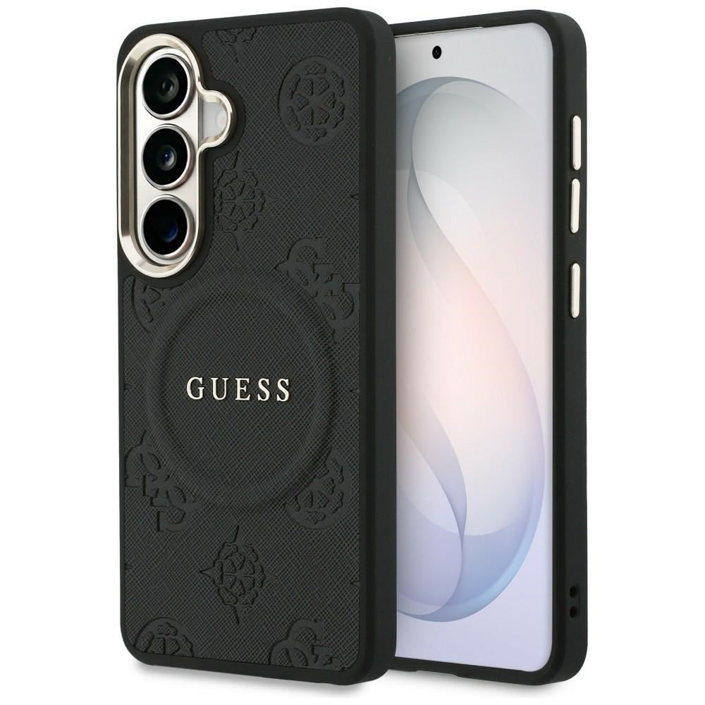 Husa de protectie Guess Saffiano Peony Embossed Ring MagSafe (GUHMS26MPSAMSECK) compatibil cu Samsung Galaxy S26 Plus, Negru