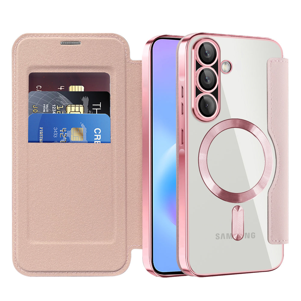Husa de protectie Techsuit SmartMag Book compatibil cu Samsung Galaxy A57 5G, Roz