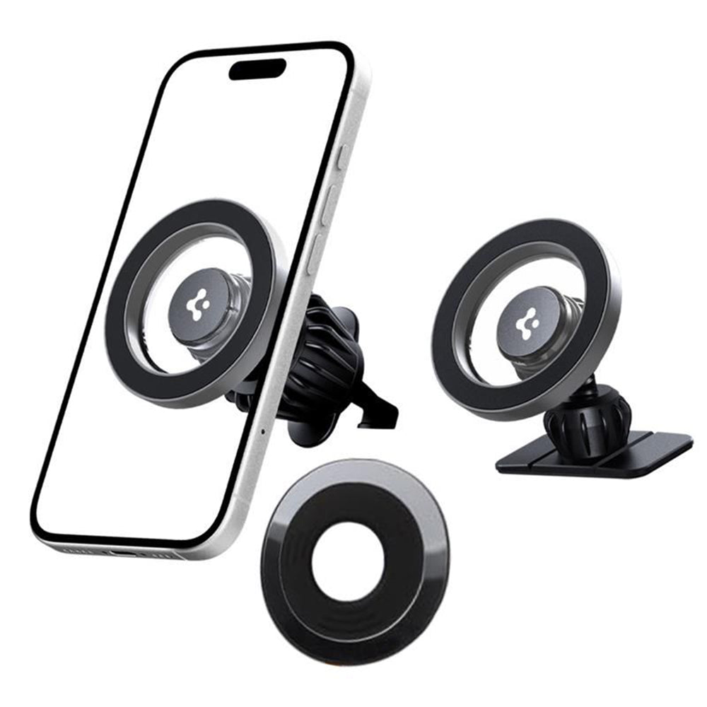 Suport Spigen MFT13 (ACP08315), MagSafe, for Dashboard, Air Vent, 360° Rotation, Magnetic Grip, Universal, Adjustable, Argintiu