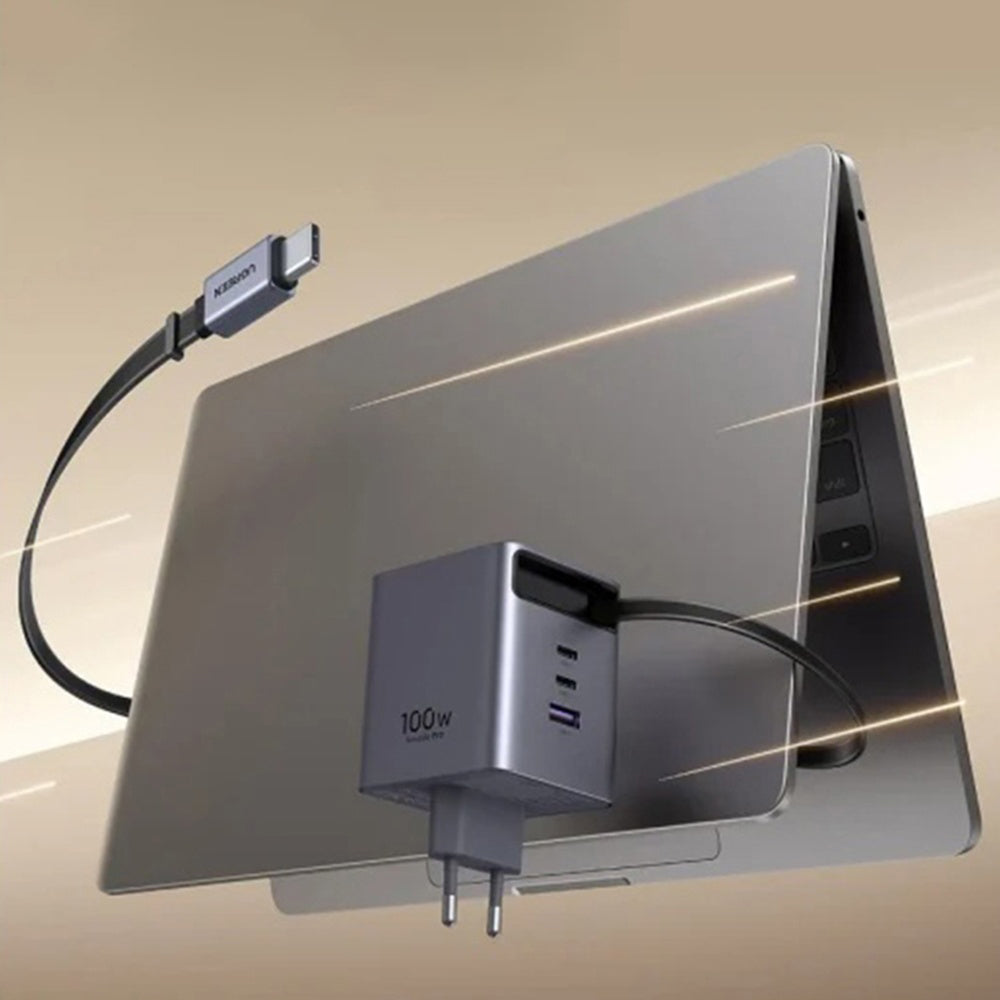 Incarcator Ugreen (65828), 3x Type-C / USB, 100W GaN, Gri
