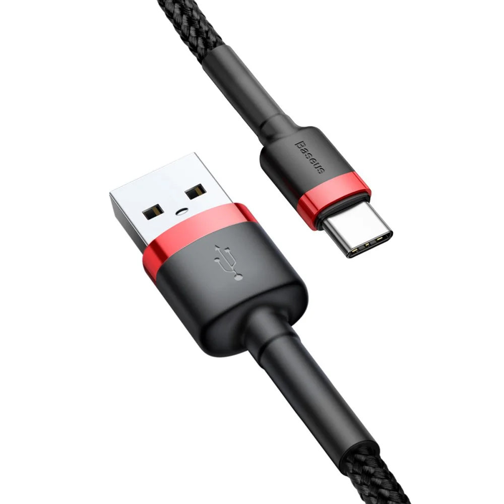 Cablu Baseus Cafule (CATKLF-A91), USB to Type-C, 3A, 0.5m, Negru / Red