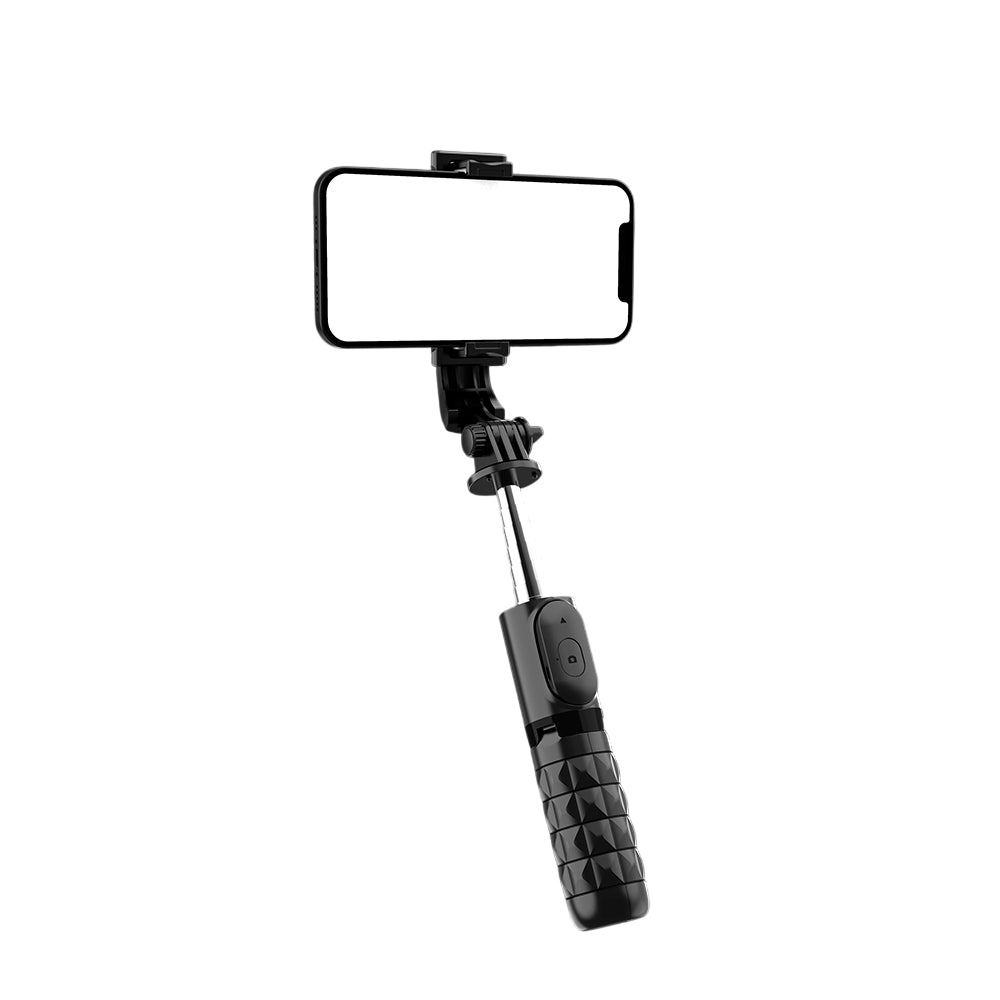 Suport Techsuit Mini Selfie Stick (Q11), Stable Tripod with Bluetooth Remote Control, 360 Rotation, Stainless Steel, 74cm, Negru