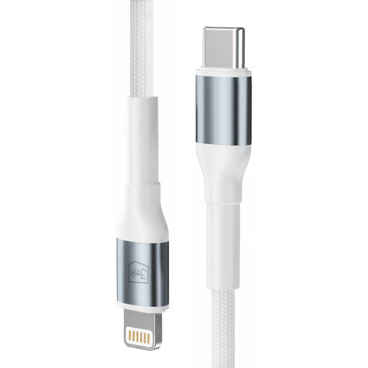 Cablu 3mk Hyper N-Series, USB-C la Lightning, 27W, 1m, Alb