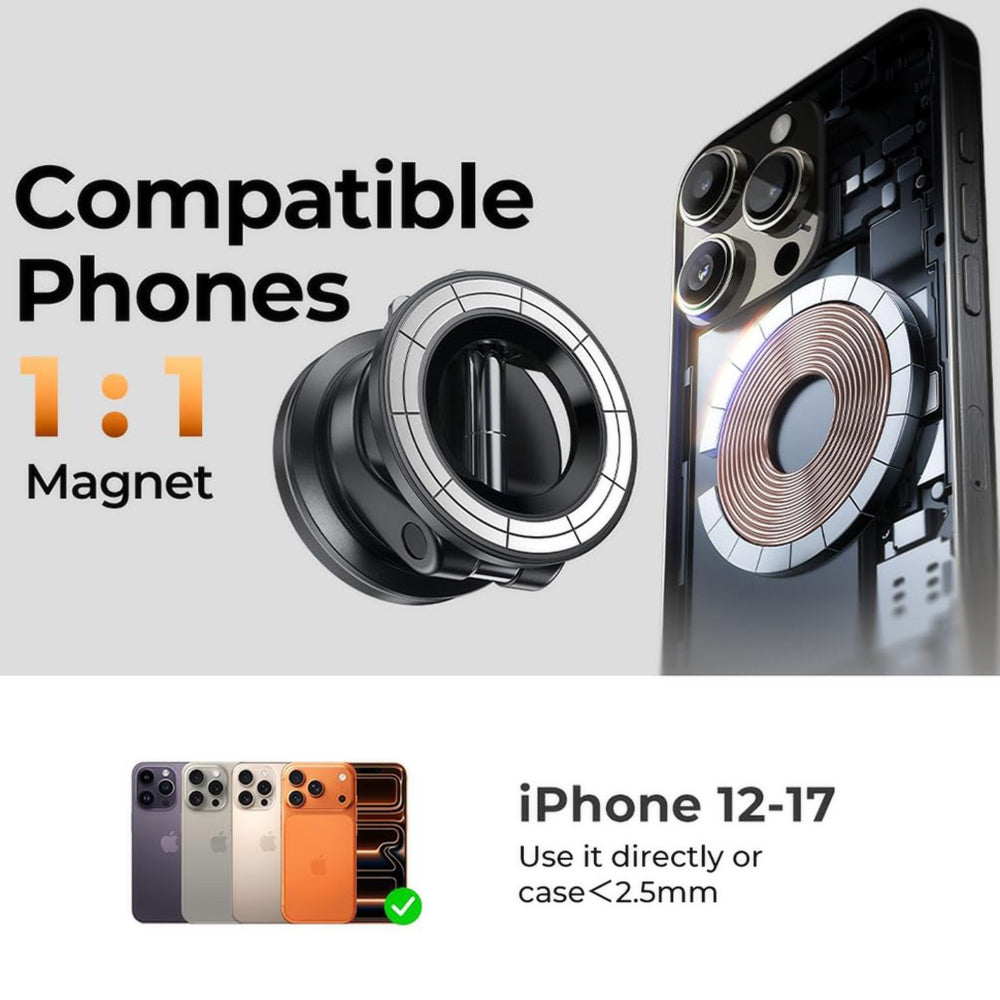 Suport Auto Lisen (A608), Magnetic, 360° Rotire, Negru
