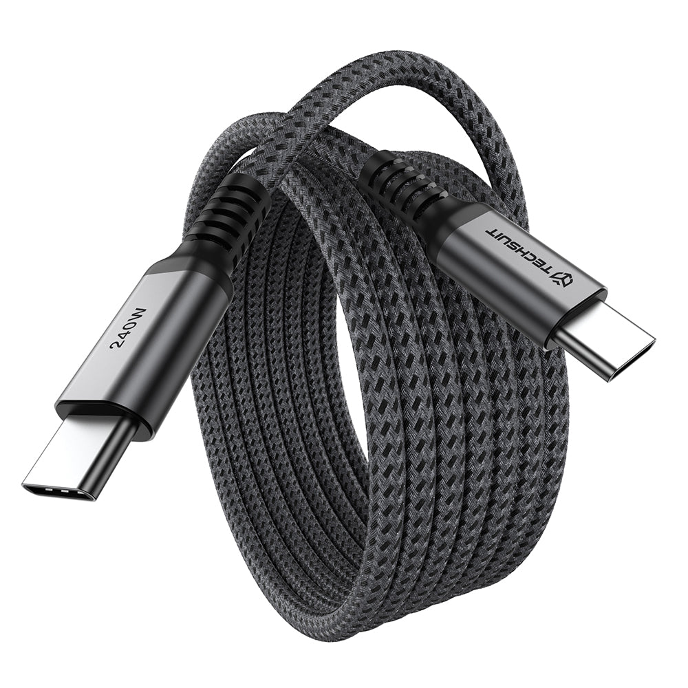 Cablu Techsuit TitanSync Pro (CX2), Type-C, PD240W, 2m, Gri