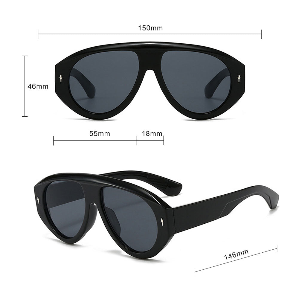 Ochelari de soare Techsuit (3991), Aviator, Policarbonat, Negru
