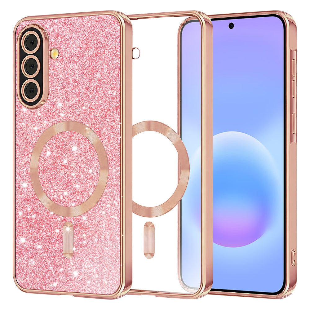 Husa de protectie Techsuit Luxury Glitter MagSafe compatibil cu Samsung Galaxy A57 5G, Roz Auriu