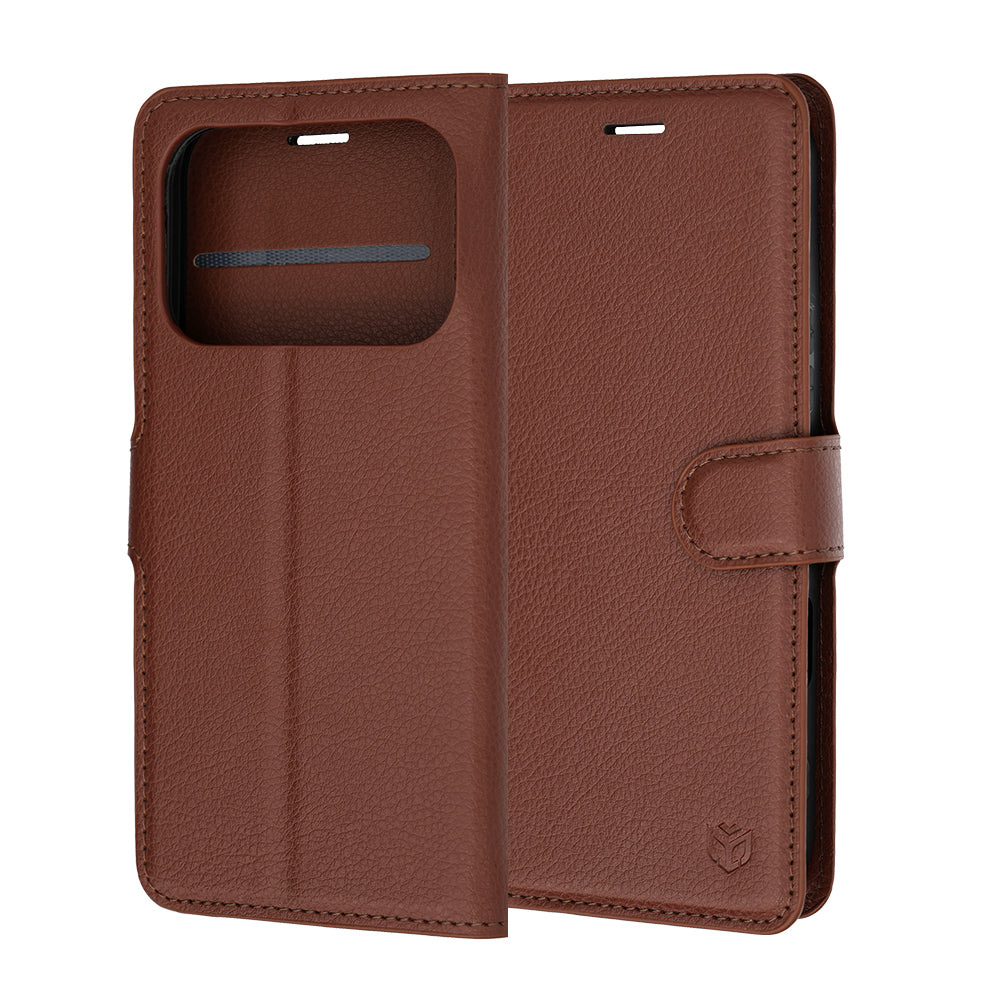 Husa de protectie Techsuit Leather Folio compatibil cu Honor 600 / 600 Pro, Maro