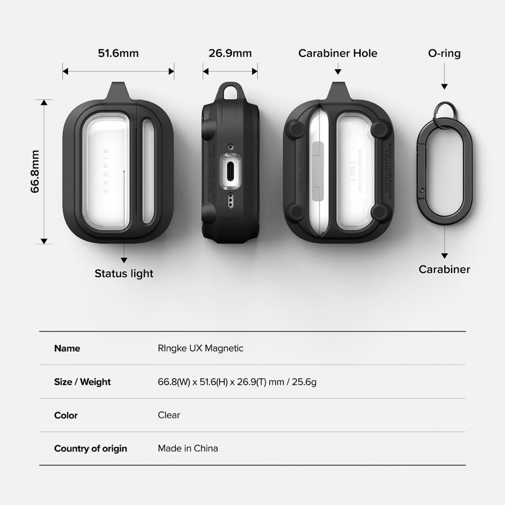 Husa Casti Ringke UX Magnetic AirPods Pro 3, Policarbonat, Transparent