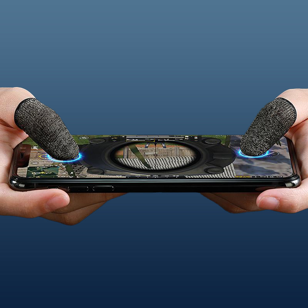 Accesoriu gaming Hoco (set de 2) Mobile Gaming Finger Sleeve Phantom (GM4), for Peaceful Elite, King of Glory, Call of Duty, Negru / Silver