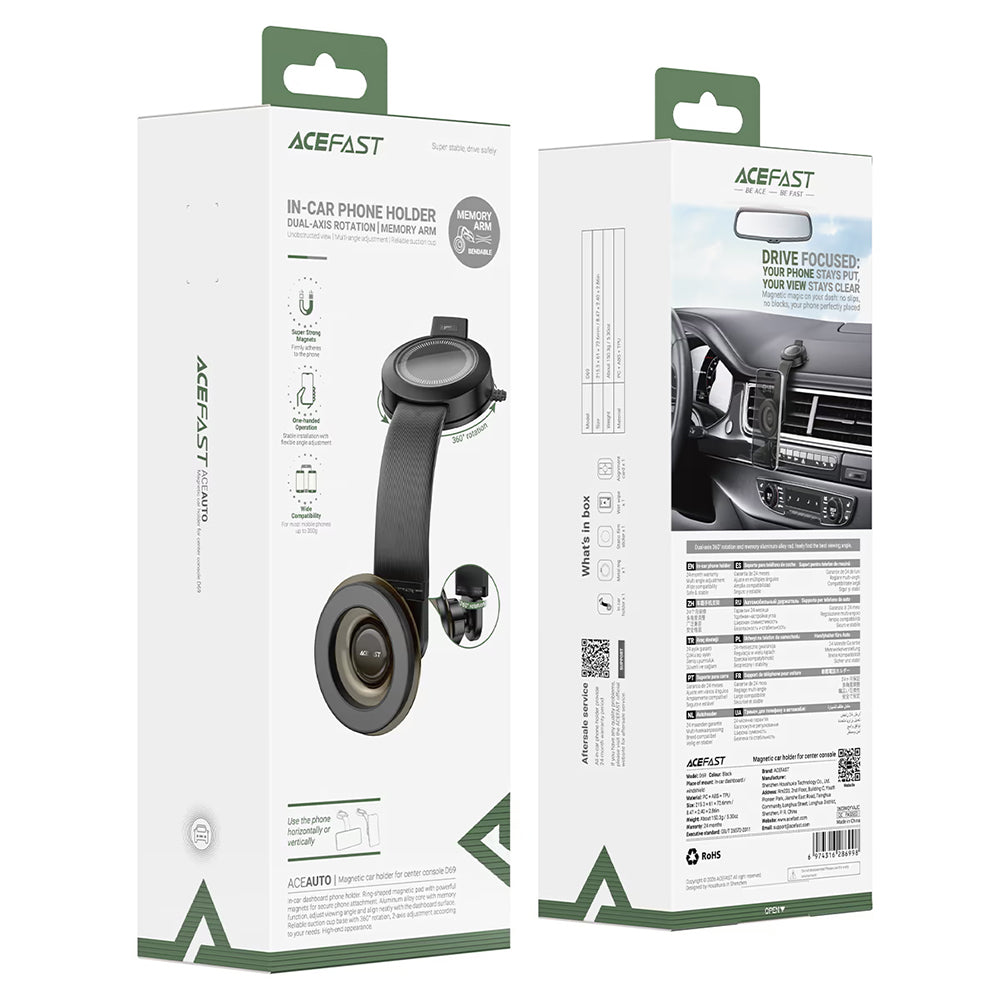 Suport Auto Acefast D69, Magnetic, 360°, Negru