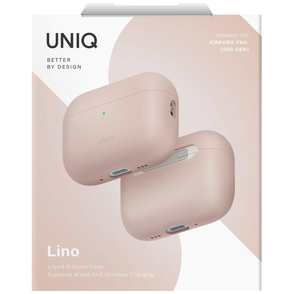 Husa Casti UNIQ Lino Hybrid (AirPods Pro 3), Silicon, Roz