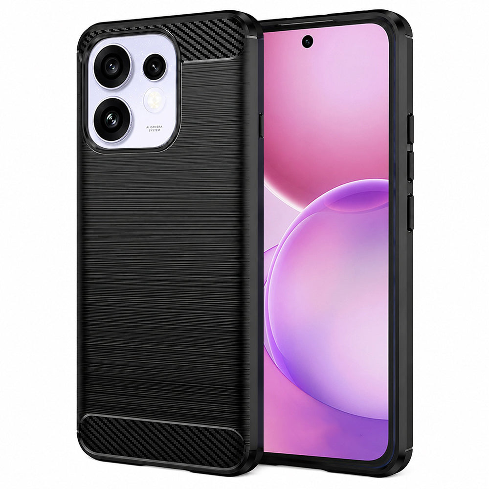 Husa de protectie Techsuit Carbon Silicone compatibil cu Oppo Reno16 / Reno16 Pro, Negru