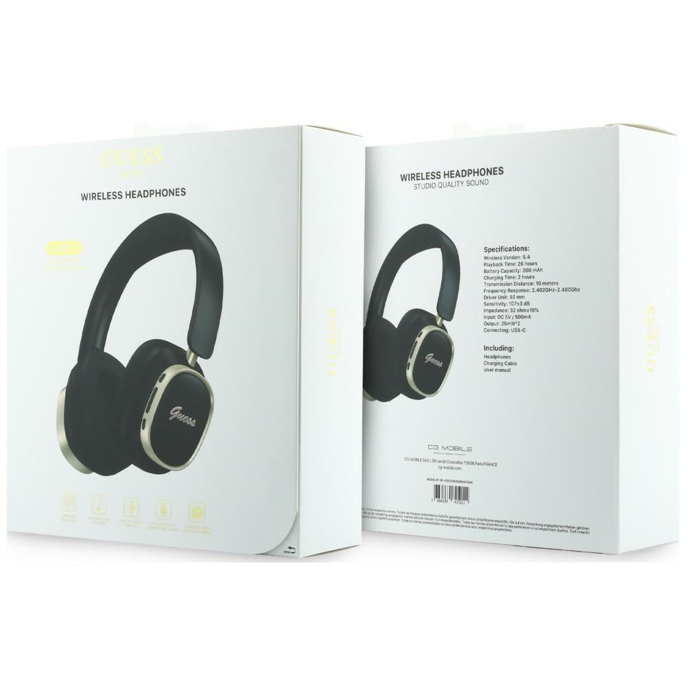 Casti Wireless Guess Rectangle Metal Script (GUBHV28HGCSMK), Bluetooth, ENC, Negru