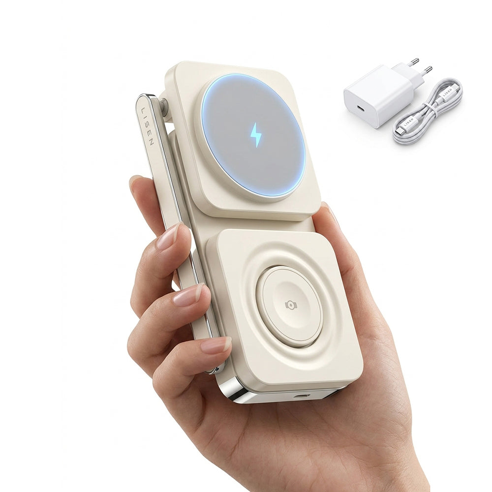 Suport Birou Lisen YL0223110006, Incarcare Wireless 15W, Pliabil, Alb