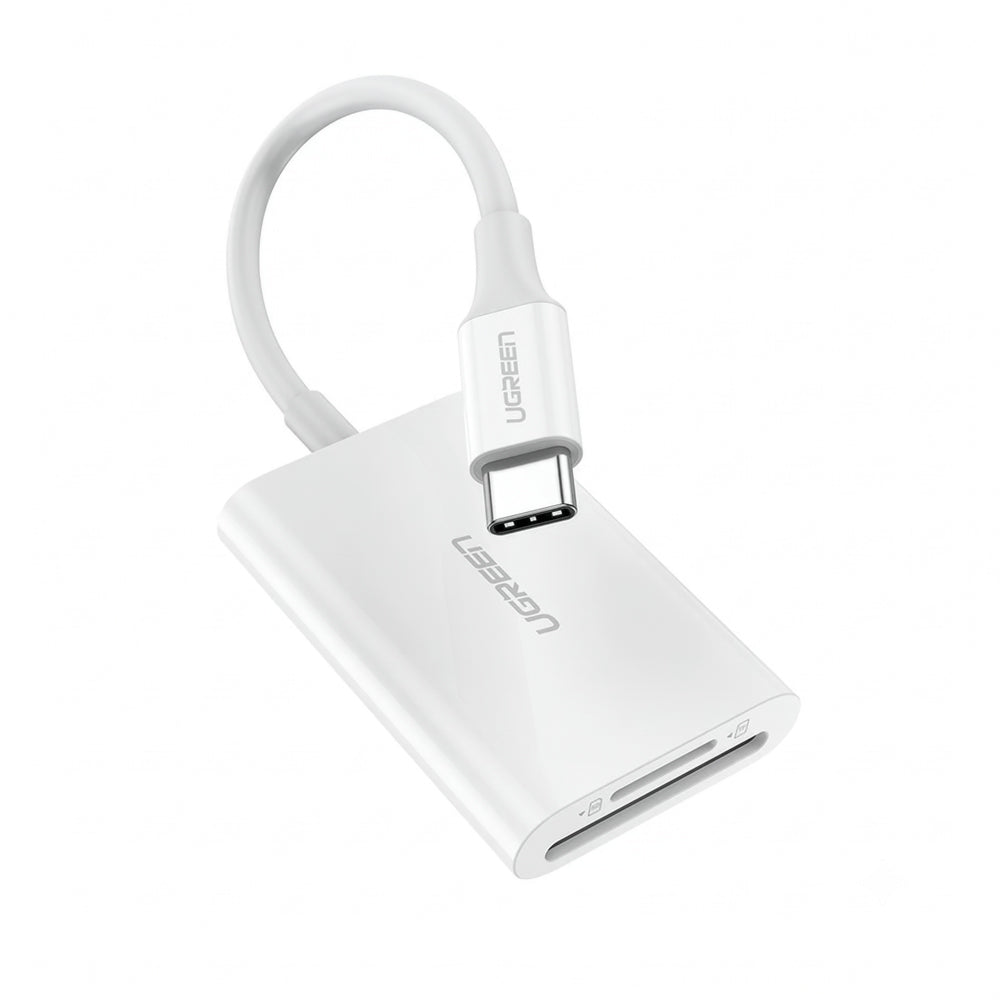 Adaptor Ugreen Cititor de Carduri Type-C la TF/SD, 170MB/s, Alb