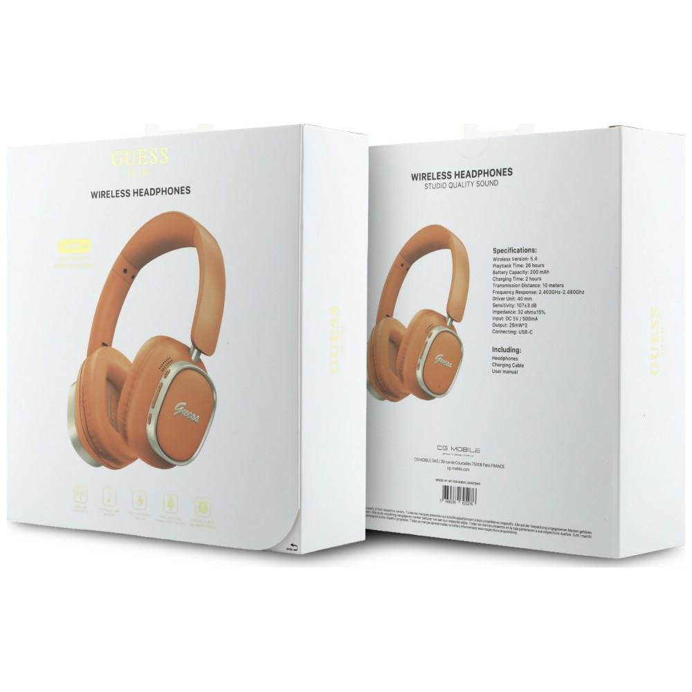 Casti Wireless Guess Rectangle Metal Script (GUBHV28HGCSMO), Bluetooth, ENC, Portocaliu