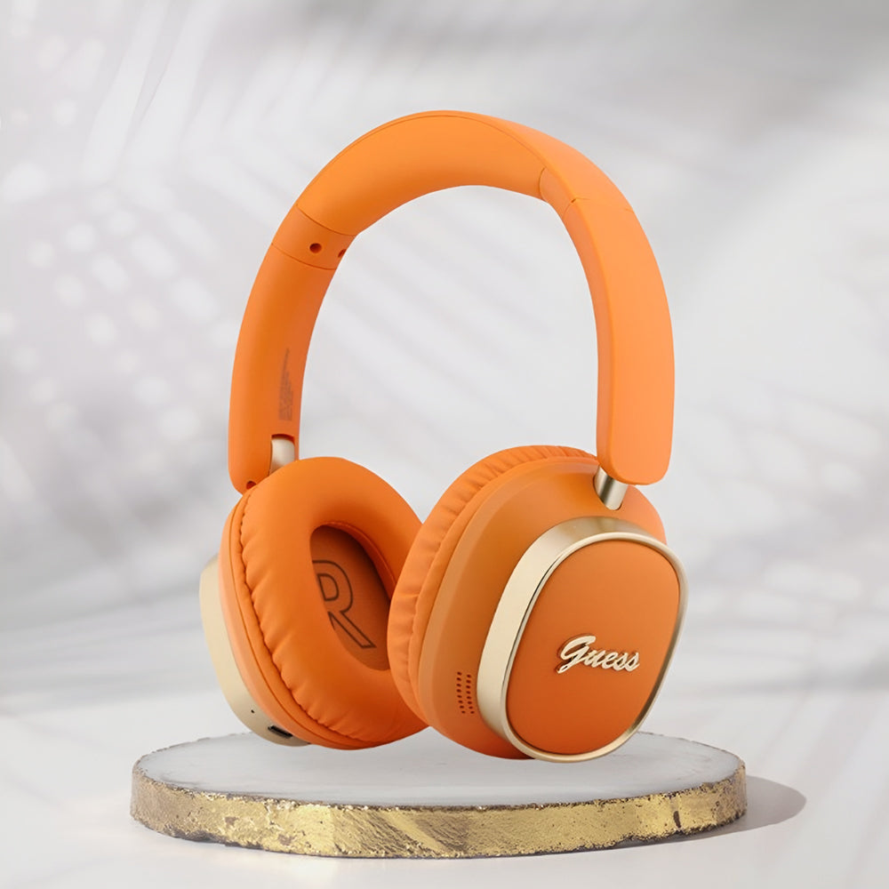 Casti Wireless Guess Rectangle Metal Script (GUBHV28HGCSMO), Bluetooth, ENC, Portocaliu