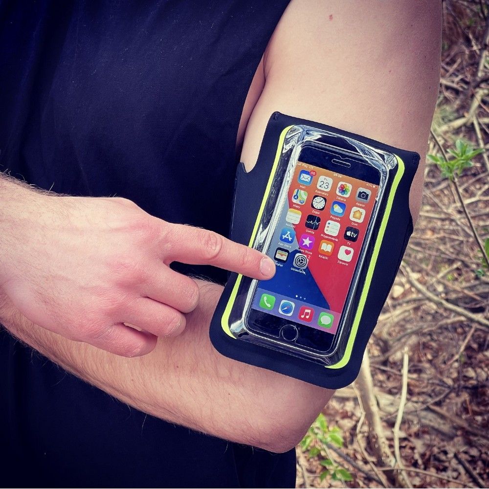 Techsuit Sports Armband (TH10), with Velcro, for Phones, max 6.5", Gri / White