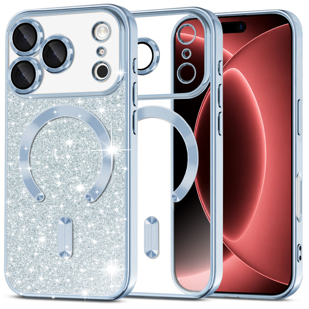 Husa de protectie Techsuit Luxury Glitter MagSafe compatibil cu iPhone 18 Pro Max / iPhone 17 Pro Max, Albastru