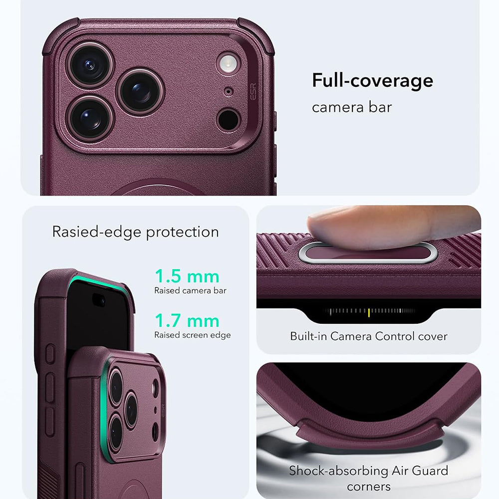Husa de protectie ESR Cyber Halolock compatibil cu iPhone 18 Pro Max / iPhone 17 Pro Max, Bordo