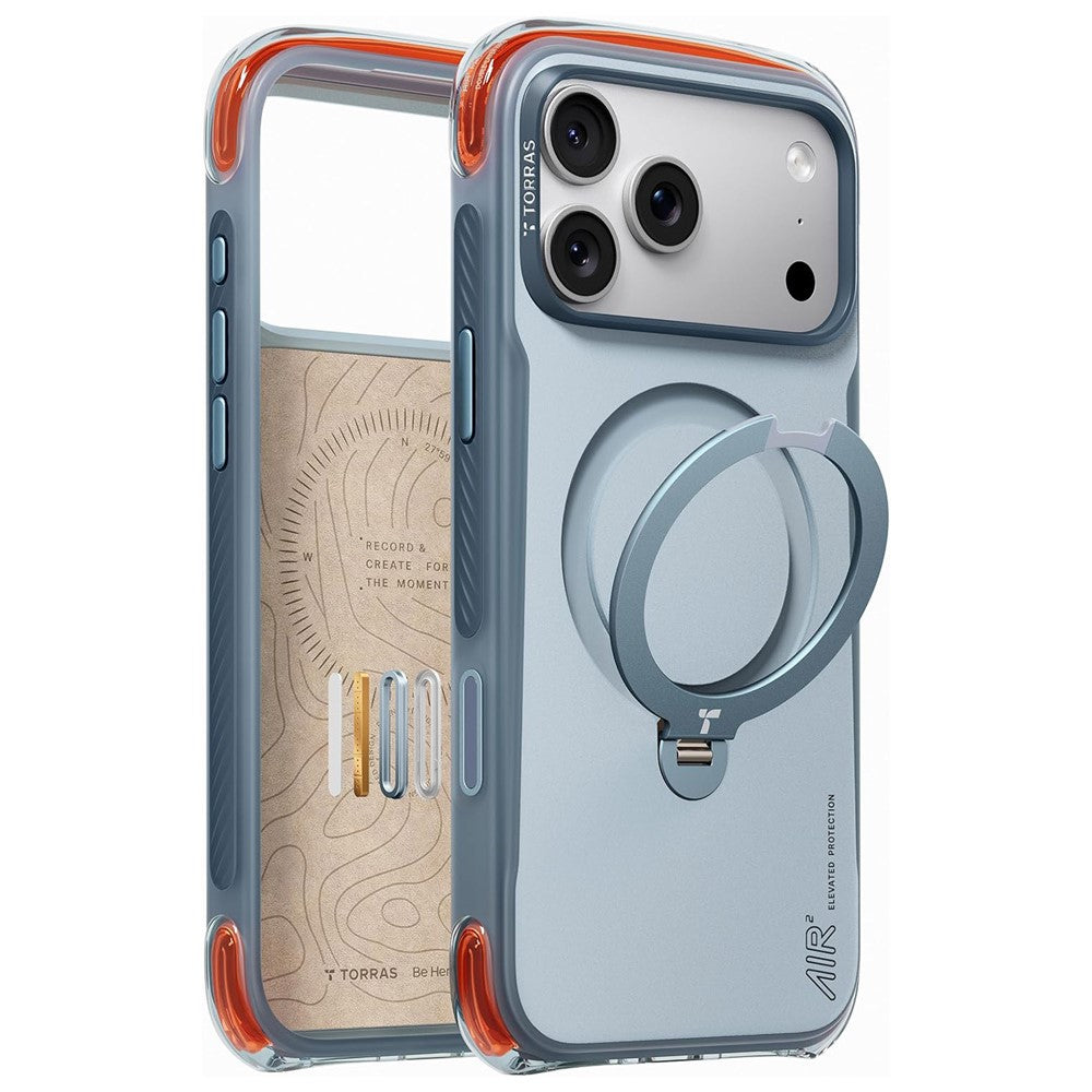 Husa de protectie Torras Ostand Q3 Air Pro compatibil cu iPhone 18 Pro Max / iPhone 17 Pro Max, Albastru