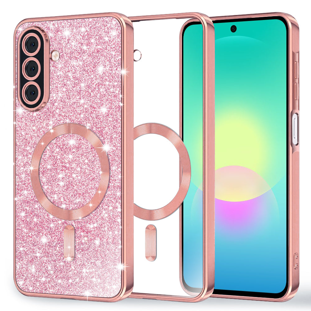 Husa de protectie Techsuit Luxury Glitter MagSafe compatibil cu Samsung Galaxy A27 5G, Roz Auriu