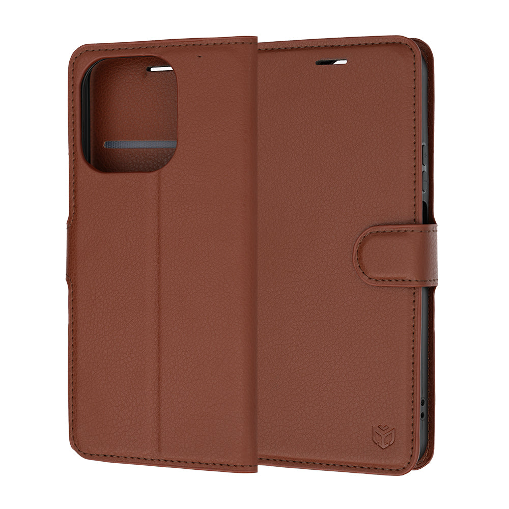 Husa de protectie Techsuit Leather Folio compatibil cu Honor 600 Smart, Maro