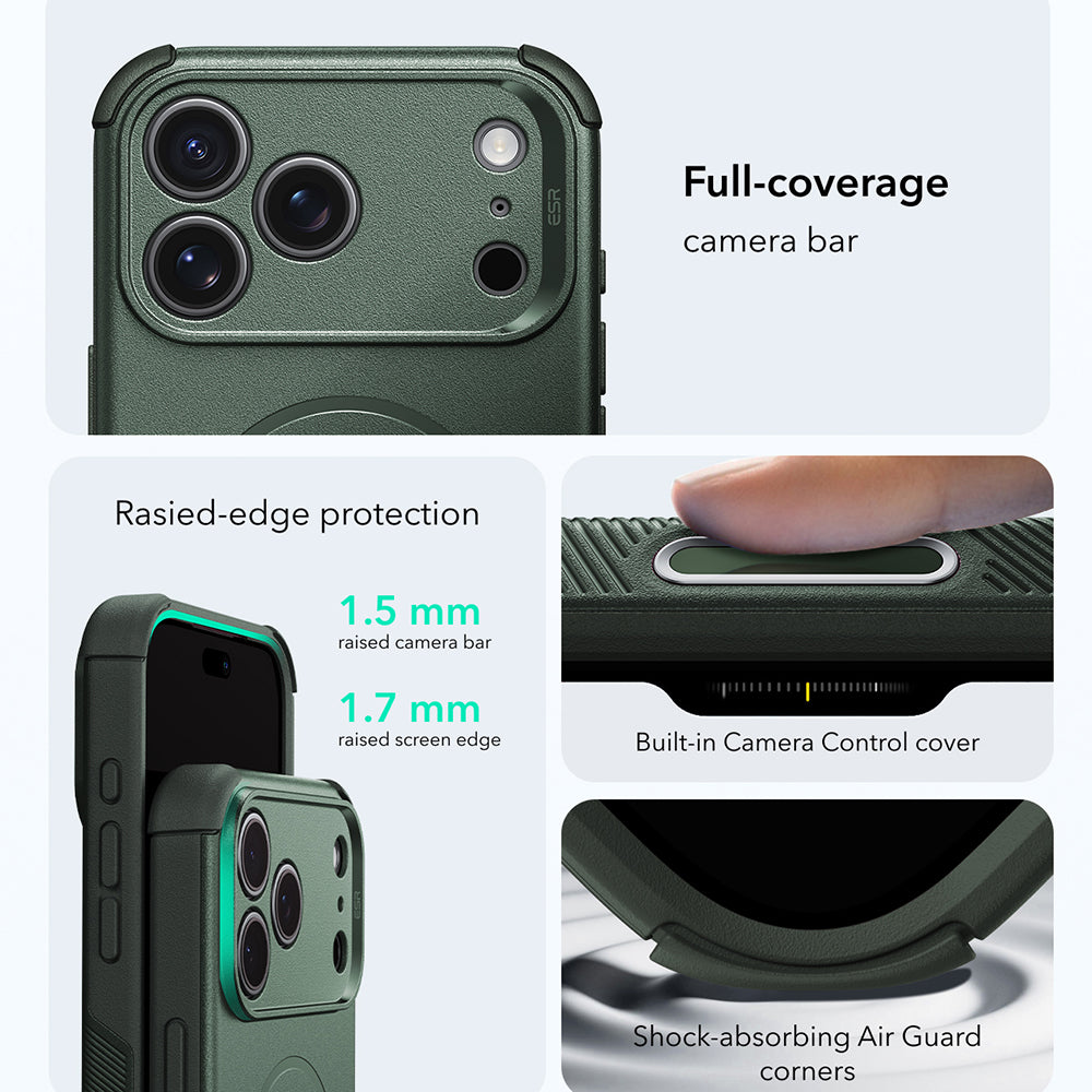 Husa de protectie ESR Cyber Halolock compatibil cu iPhone 17 Pro / iPhone 18 Pro, Verde