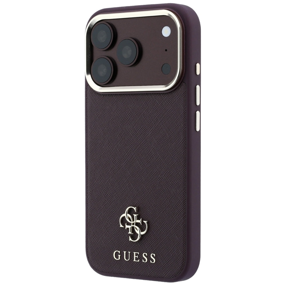 Husa de protectie Guess Saffiano Small 4G Classic MagSafe compatibil cu iPhone 17 Pro / iPhone 18 Pro, Bordo